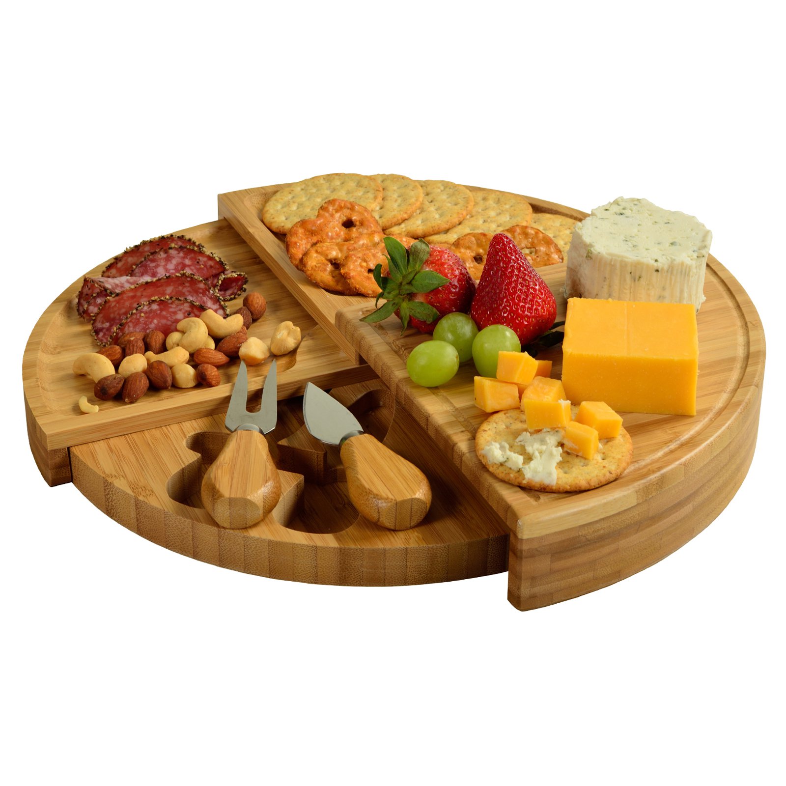 Picnic at Ascot Florence Transforming Bamboo Cheese Board Set with 2 Tools