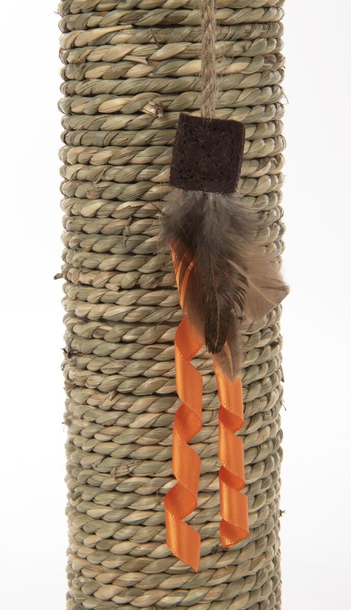 SmartyKat Simply Scratch Seagrass Cat Scratch Post with Feather Cat Toy