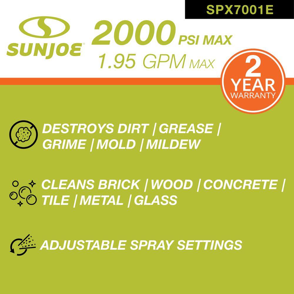 Sun Joe 2000 PSI 1.95 GPM 2-in-1 Cold Water Electric Pressure Washer with Built-in WetDry Vacuum System SPX7001E