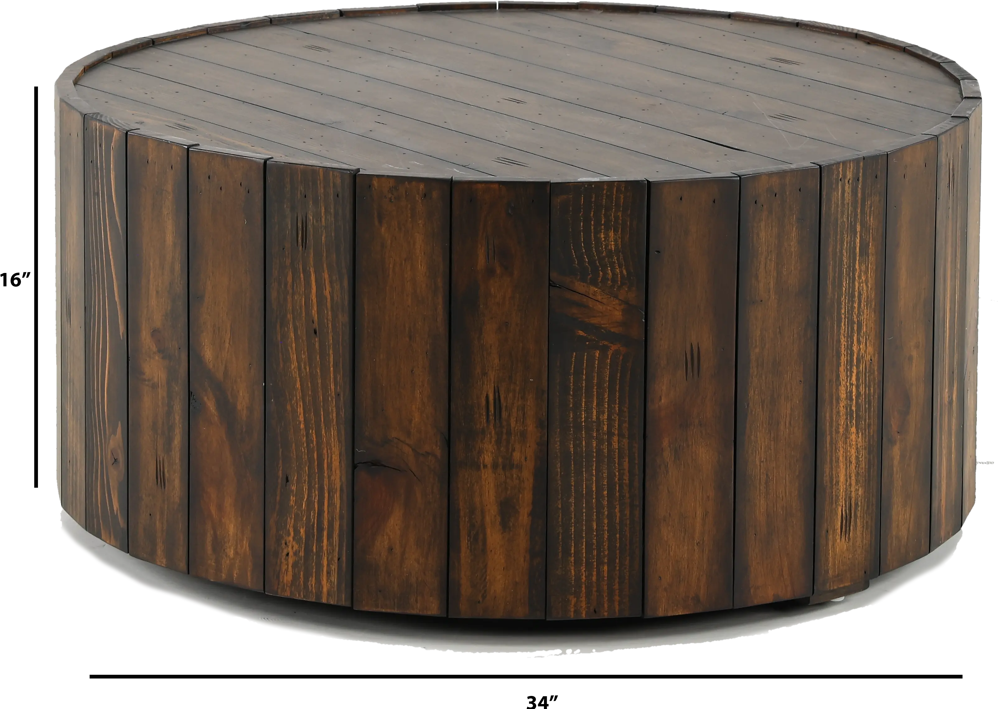 Dakota Reclaimed Wood Round Coffee Table with Casters