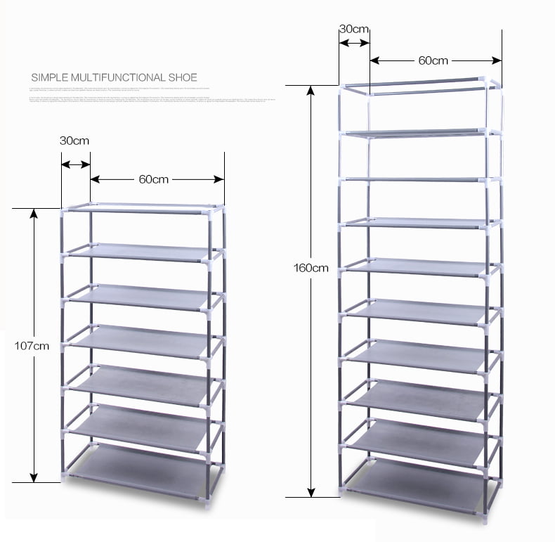 Zimtown 10 Tiers Shoe Rack with Dustproof Cover Closet Shoe Storage Cabinet Organizer