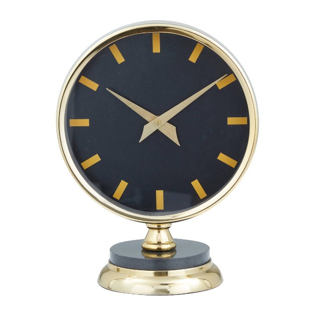 Stainless Steel Clock With Black Face Gold Olivia amp May