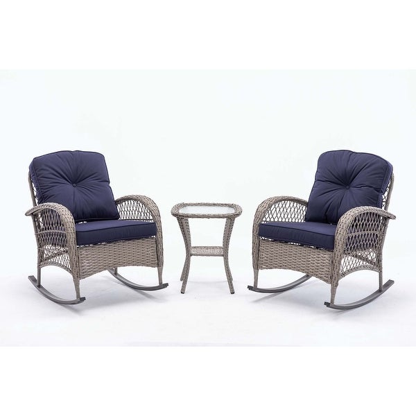 3pcs Outdoor Furniture Modern Wicker rocking chair set - Overstock - 37582713