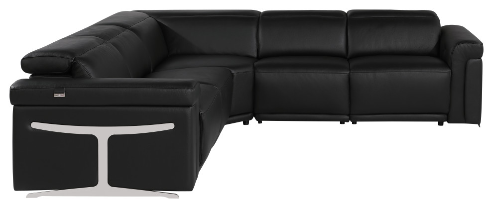Giovanni 5 Piece 3 Power Reclining Italian Leather Sectional   Contemporary   Sectional Sofas   by Luxuriant Furniture  Houzz