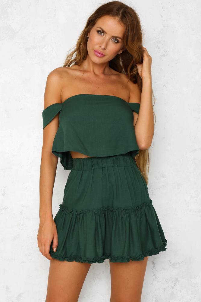 Lola Lips Crop Top Green