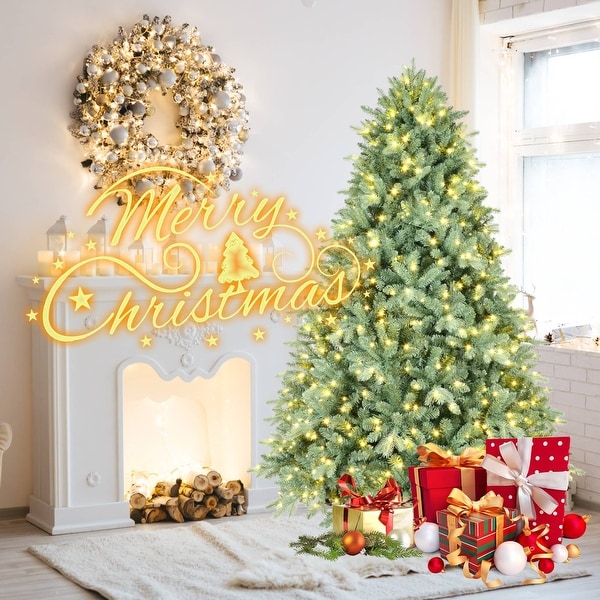 4ft9ft Blue PE/PVC Mixed Prelit Christmas Tree with Warm White LED Lights