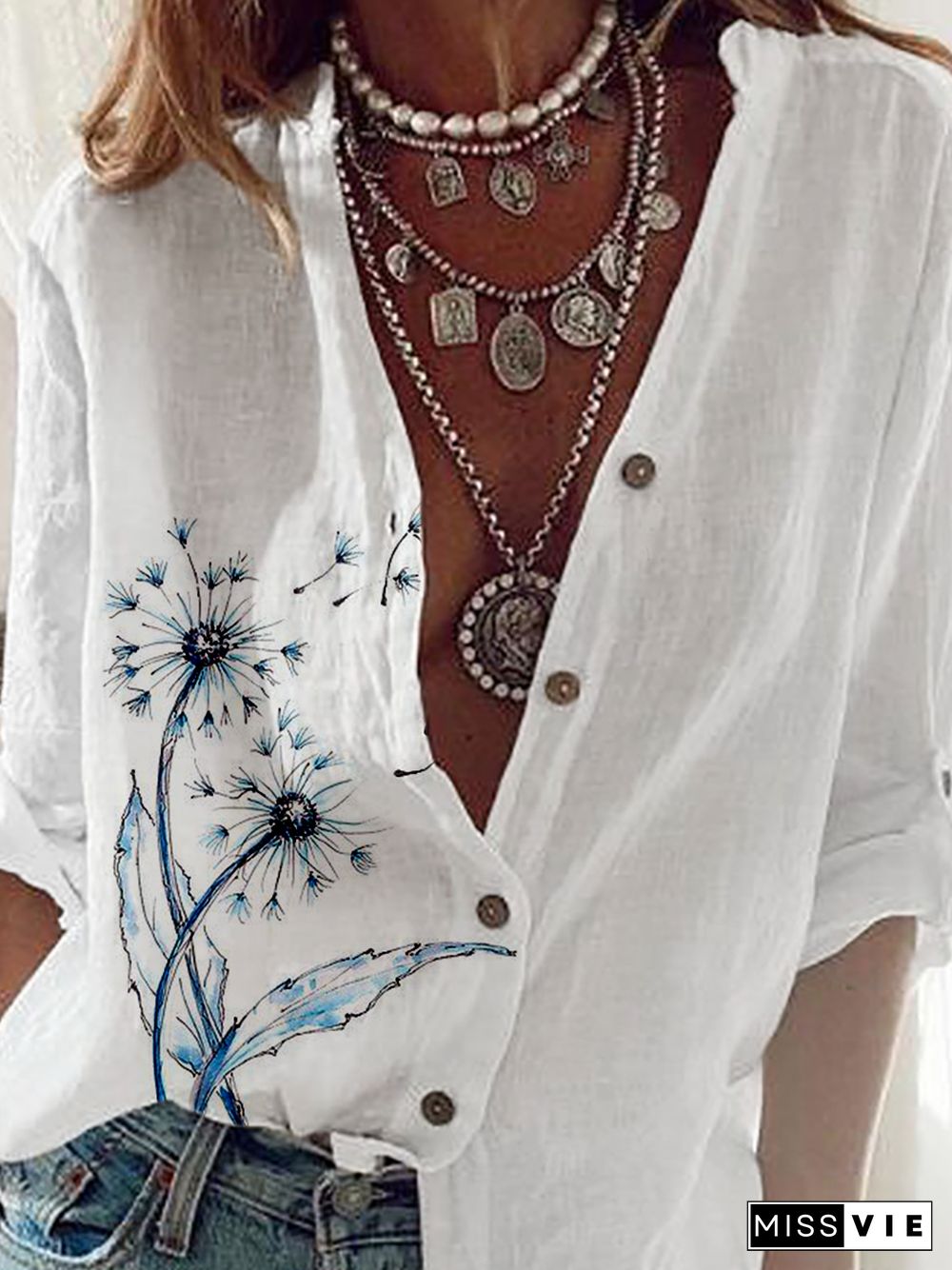 Plus size Dandelion Long Sleeve Blouse