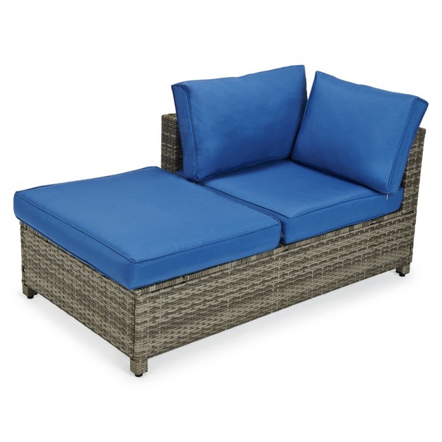 4pc Wicker Patio Sectional Seating Set Blue Edyo Living