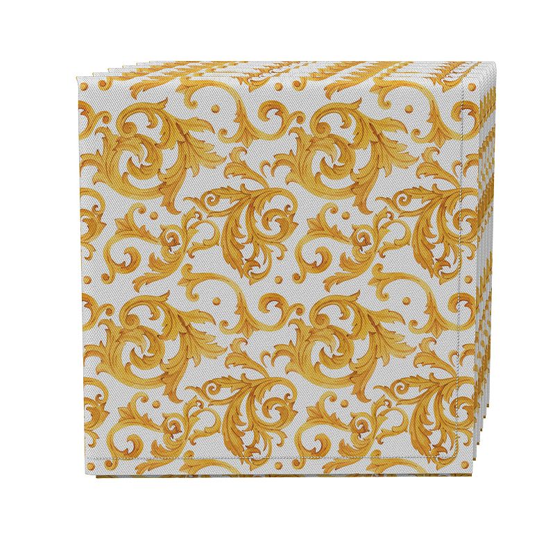 Napkin Set of 4， 100% Cotton， 20x20， Golden Damask