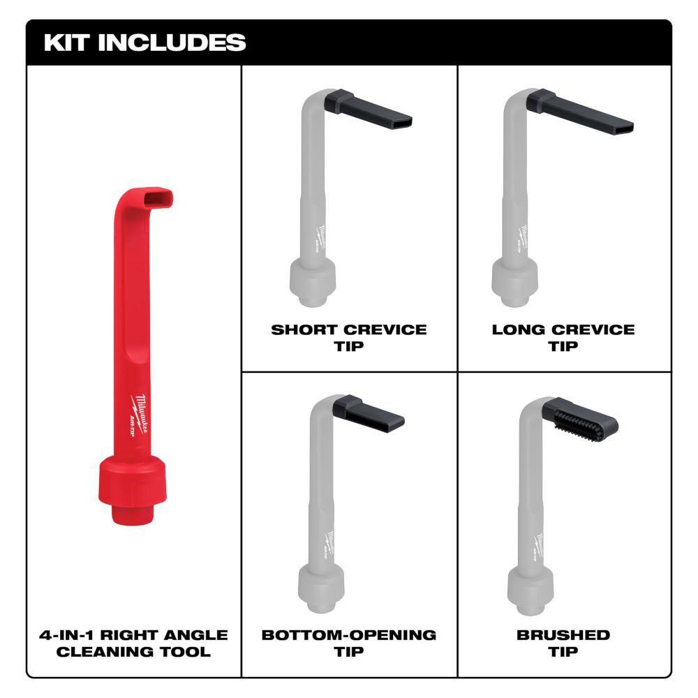 MW AIR-TIP 1-14 in. - 2-12 in. 4-IN-1 Right Angle Tool WetDry Shop Vacuum Attachment - (5-Piece) 49-90-2026