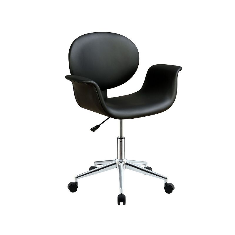 Metal and Wooden Office Arm Chair， Black