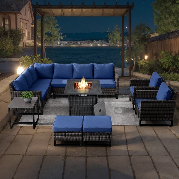 Pocassy Outdoor Patio Funiture Conversation Sofa Set