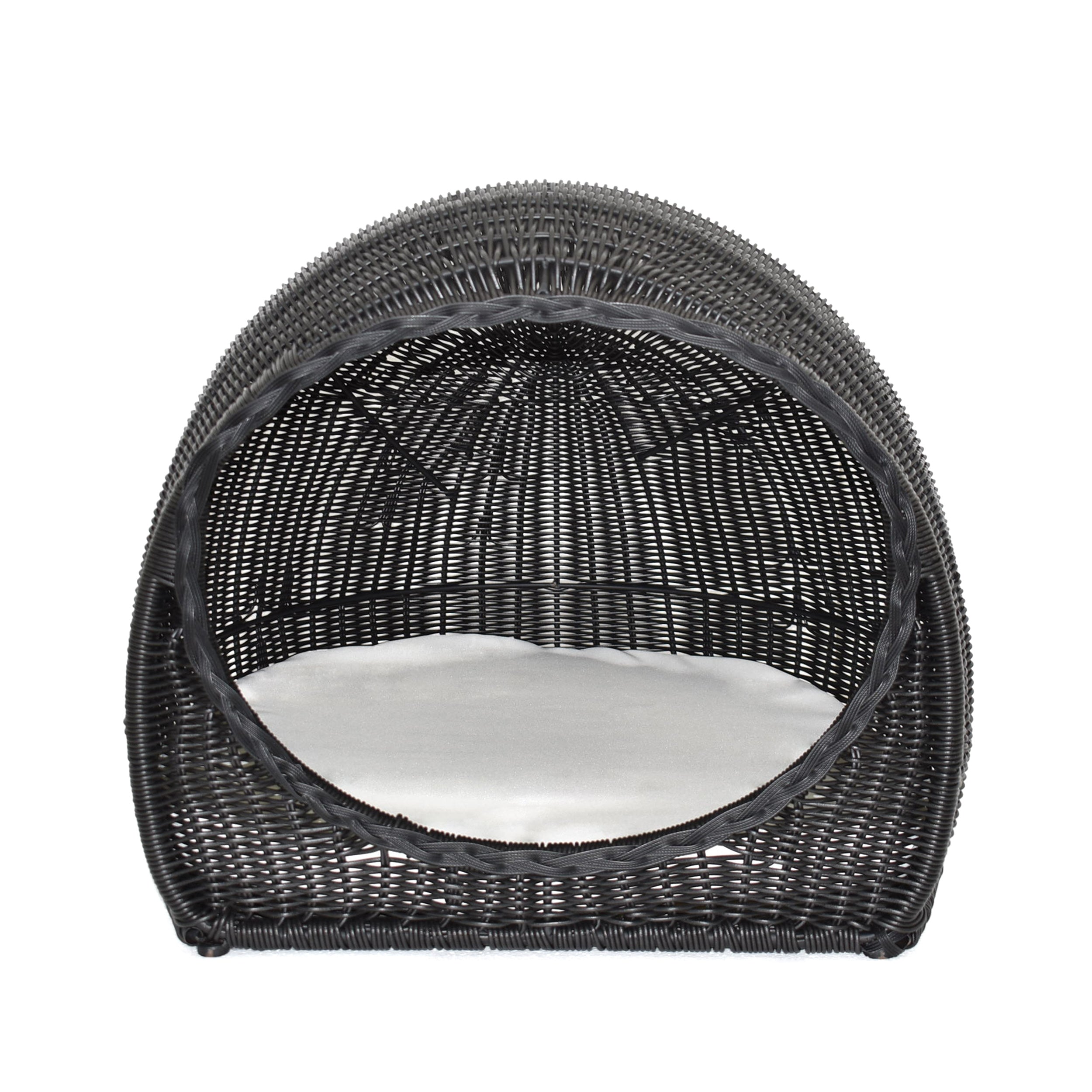 Hayes Outdoor Wicker Igloo Cushioned Pet Bed