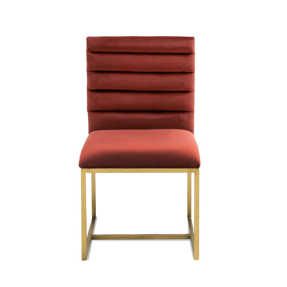 Modrest Barker Modern Red   Brush Gold Dining Chair (set of 2)