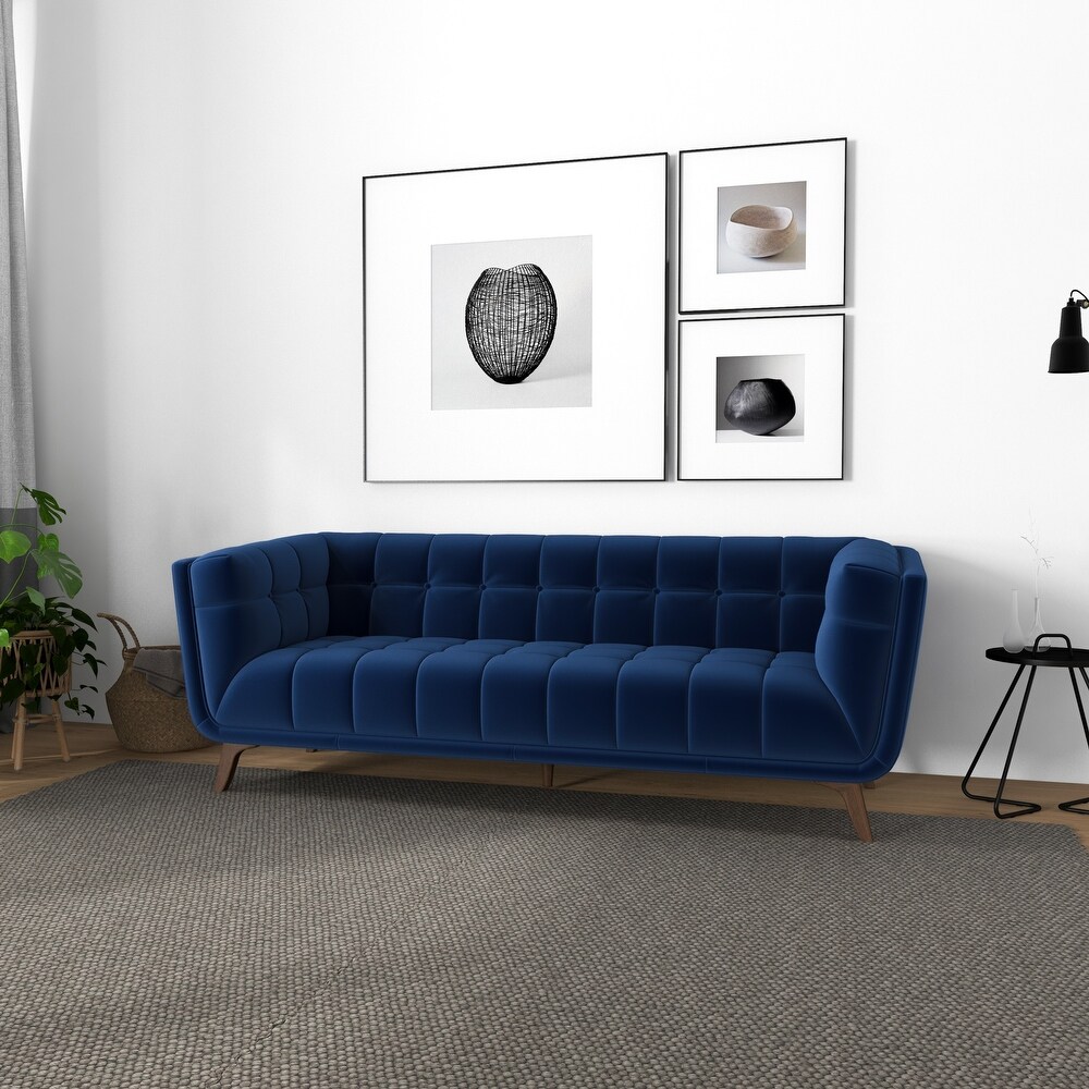 Kameron Mid Century Modern Style Channel Tufted Sofa Couch for Living Room