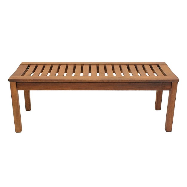 Achla Designs Indoor outdoor Natural Oil Finish Eucalyptus Backless Garden Bench