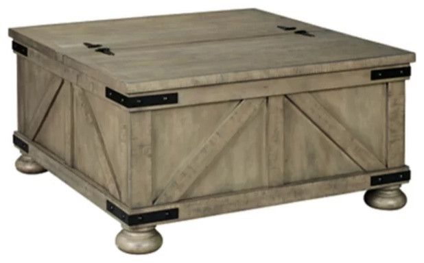 Farmhouse Coffee Table  2 Sided Hinged Lift Top   French Country   Coffee Tables   by Declusia  Houzz