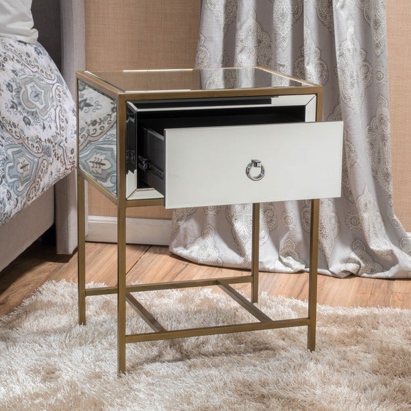 Rodeo Single-drawer Mirrored End Table by Christopher Knight Home - 15.75