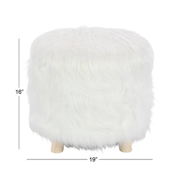 White Polyester Contemporary Stool 16 x 19 x 19 - 19 x 19 x 16Round