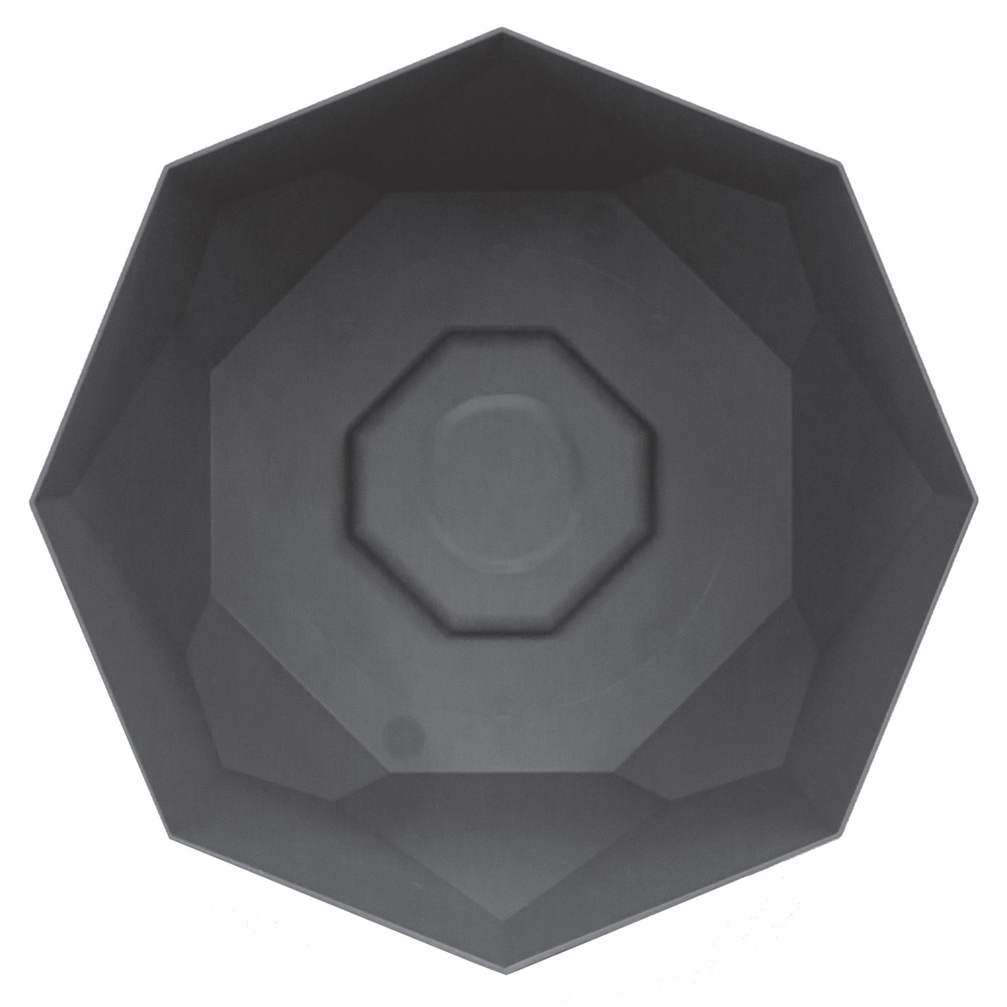 Bloem Tuxton Modern Hexagon Small Planter: 10" - Charcoal - Matte Finish, Durable Resin, Modern Design, Optional Drainage Holes, For Indoor and Outdoor Use, Gardening, 2.7 gallon capacity