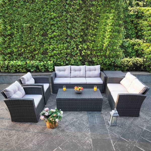 Martinka Outdoor Garden 6Piece Rattan Wicker Sectional Set