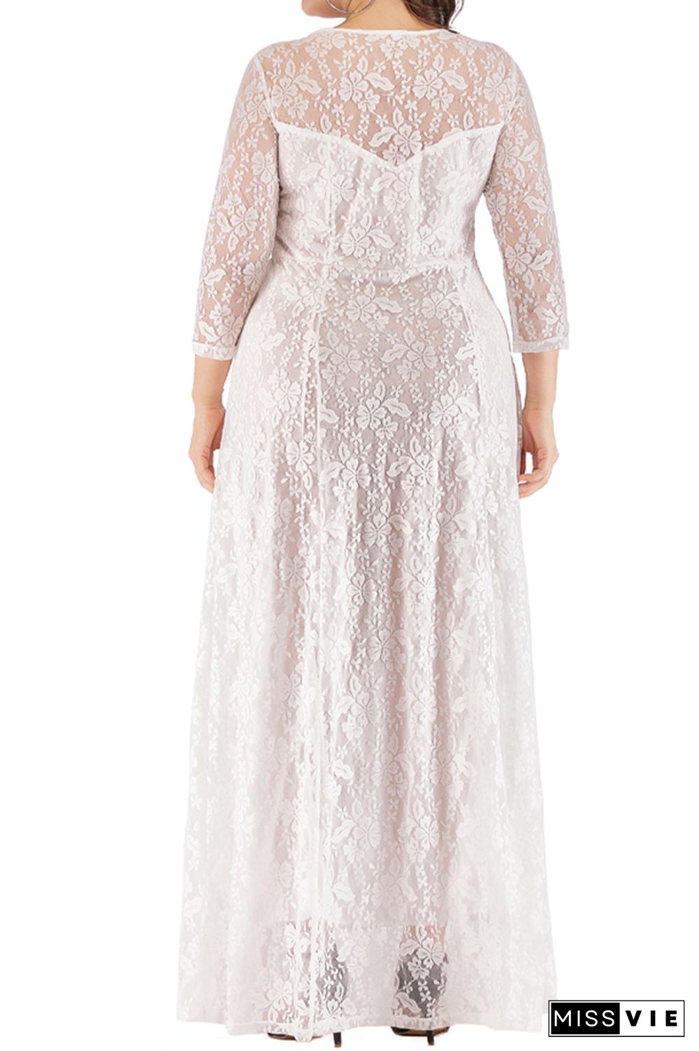 Plus Size Long Maxi Lace Dress