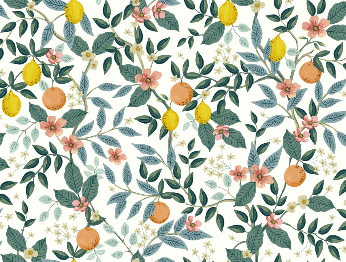 Sample Citrus Grove White Peel & Stick Wallpaper by York Wallcoverings