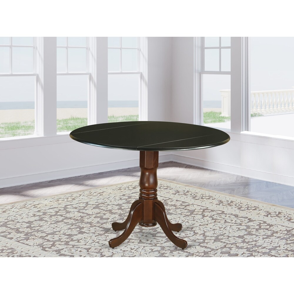 East West Furniture Dublin Dining Room Table   a Round kitchen Table Top with Dropleaf   Pedestal Base  Finish Options)