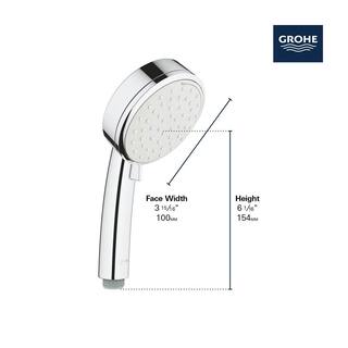 GROHE Tempesta 2-Spray Patterns 1.5 GPM 4 in. Wall Mount Rain Handheld Shower Head in Matte Black 275712432