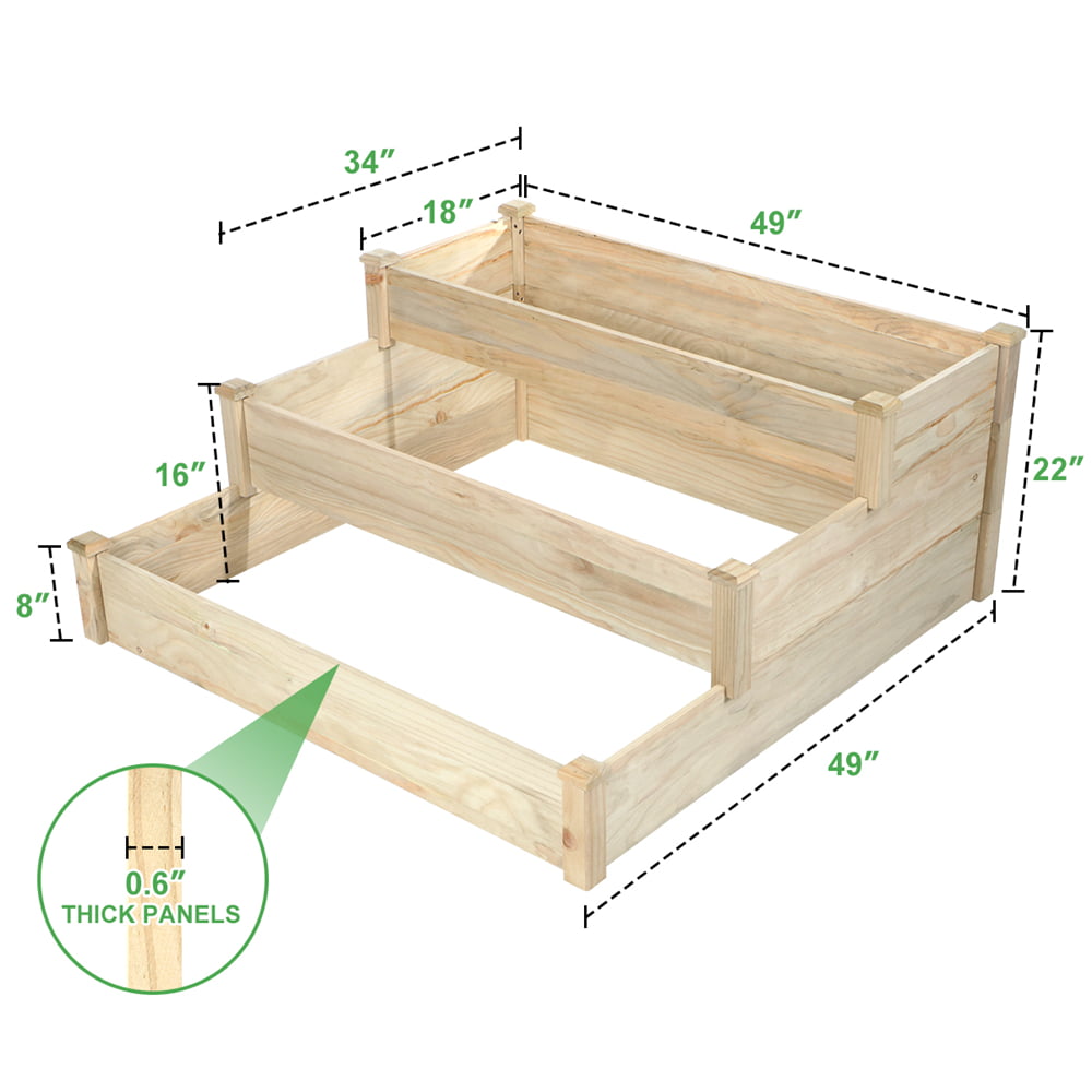 Caiman Wooden Raised Garden Bed Kit Elevated Flower Pot Garden Planter Box for Backyard Outdoor Indoor 8x4x1FT