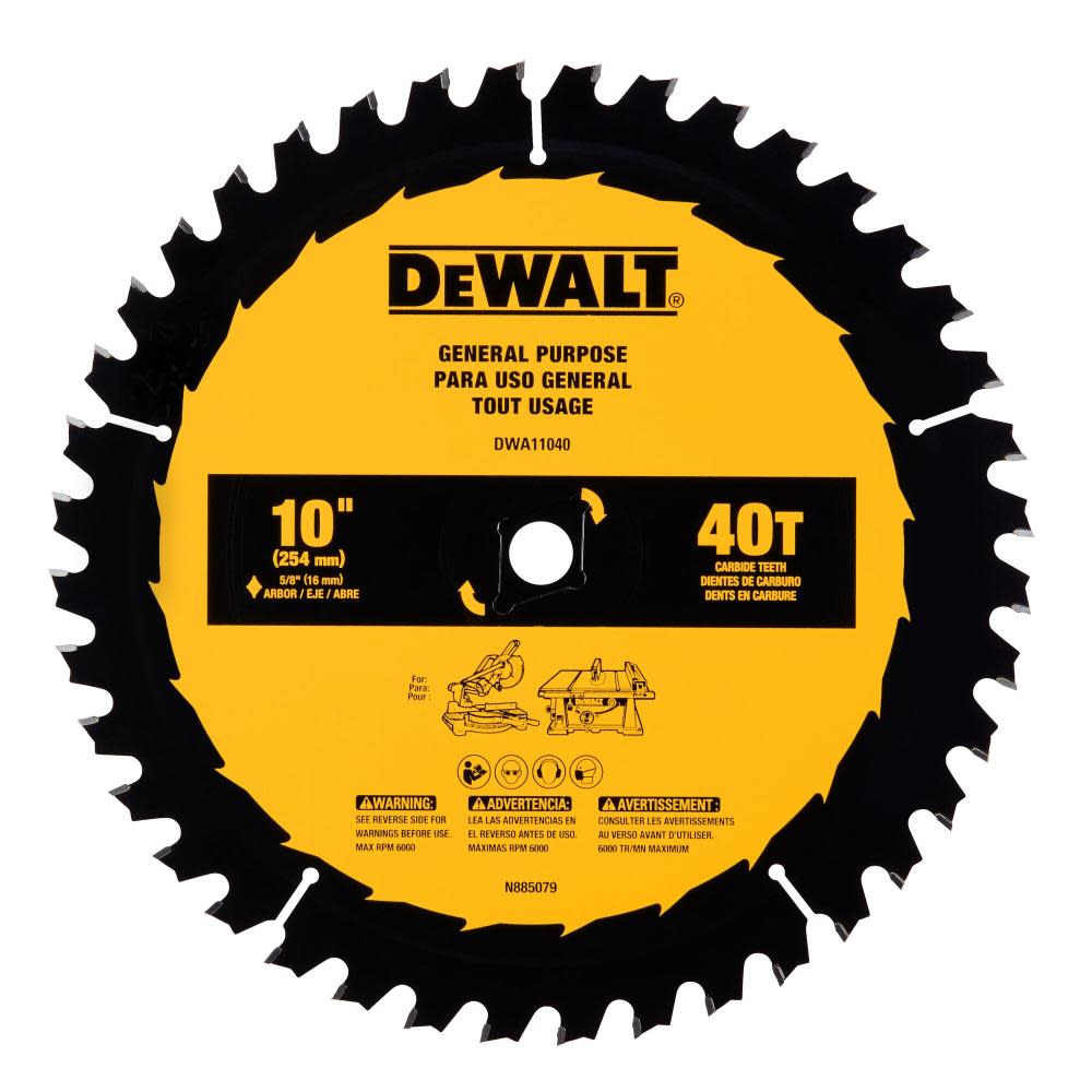 DEWALT Circular Saw Blade 10 40T ;