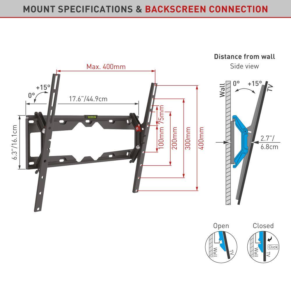 Barkan a Better Point of View Barkan 19 in. to 65 in. Tilt Flat  Curved TV Wall Mount Up to 110 lbs. E310+-online.B