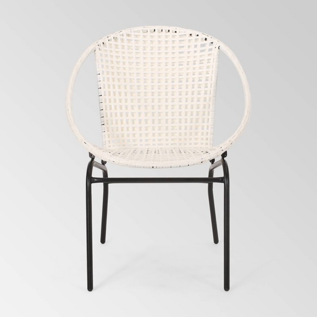 Java 3pc Faux Rattan Modern Chat Set White Christopher Knight Home