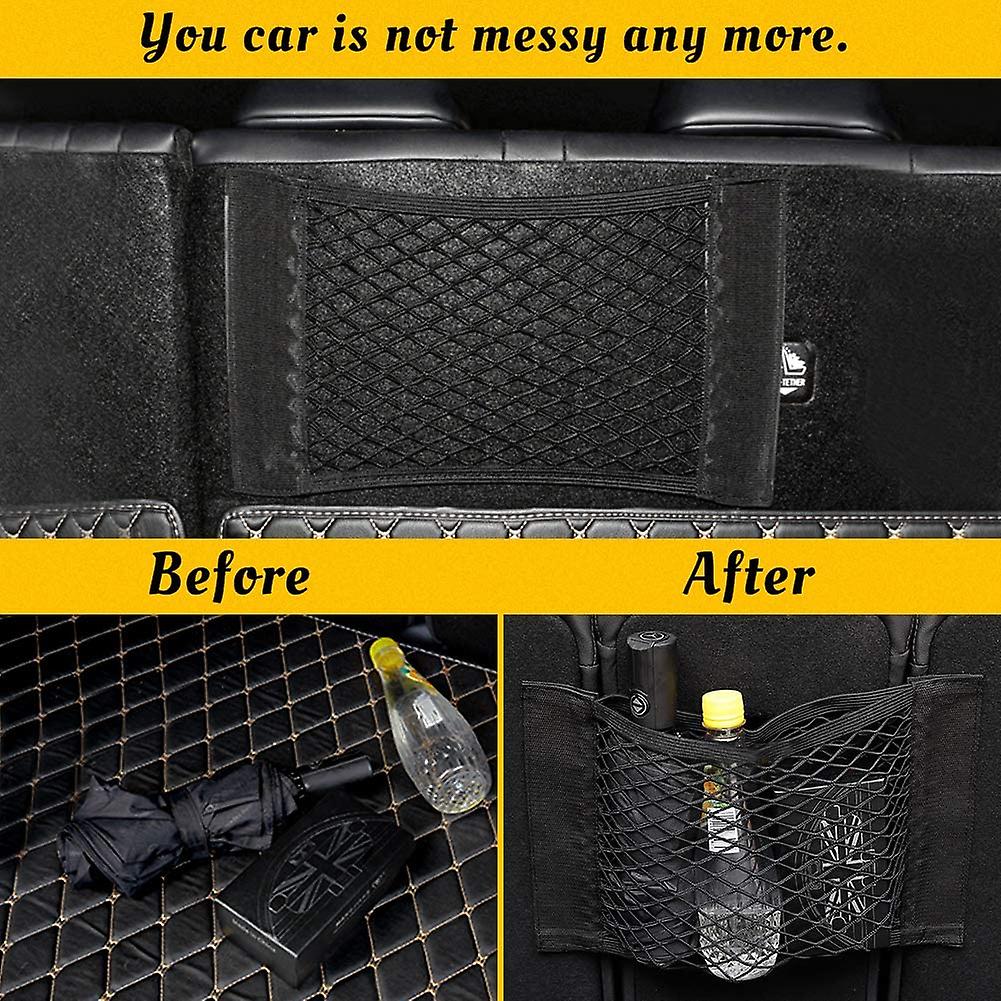 Storage Net， 2 Pcs Car Storage Mesh Bag Organiser For Bottles Groceries Back Seat Car Truck Trunk