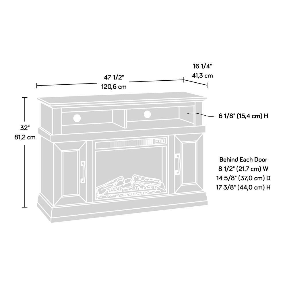 SAUDER 47.48 in. Carbon Oak Rectangle Engineered Wood TV Console with Fireplace Fits TV's up to 50 in. 427378