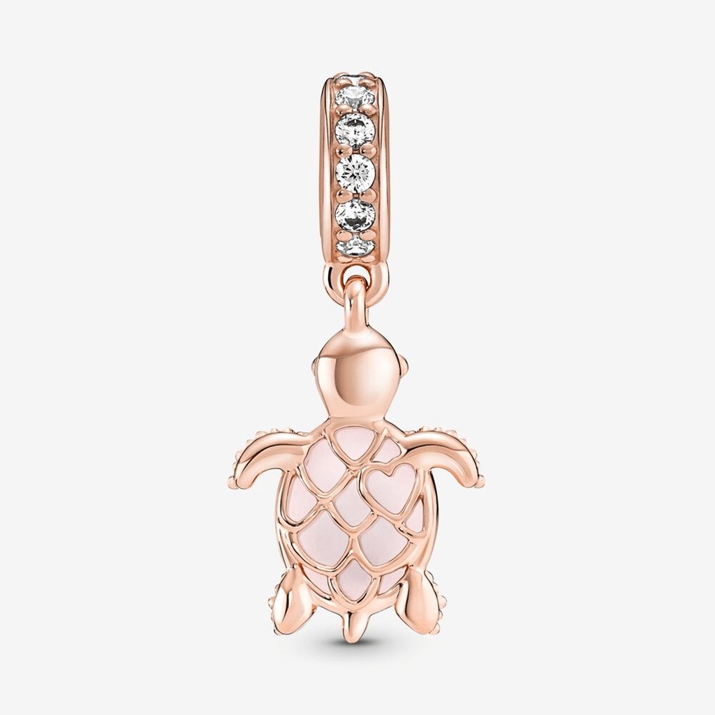 PANDORA  Murano Glass Pink Sea Turtle Dangle Charm