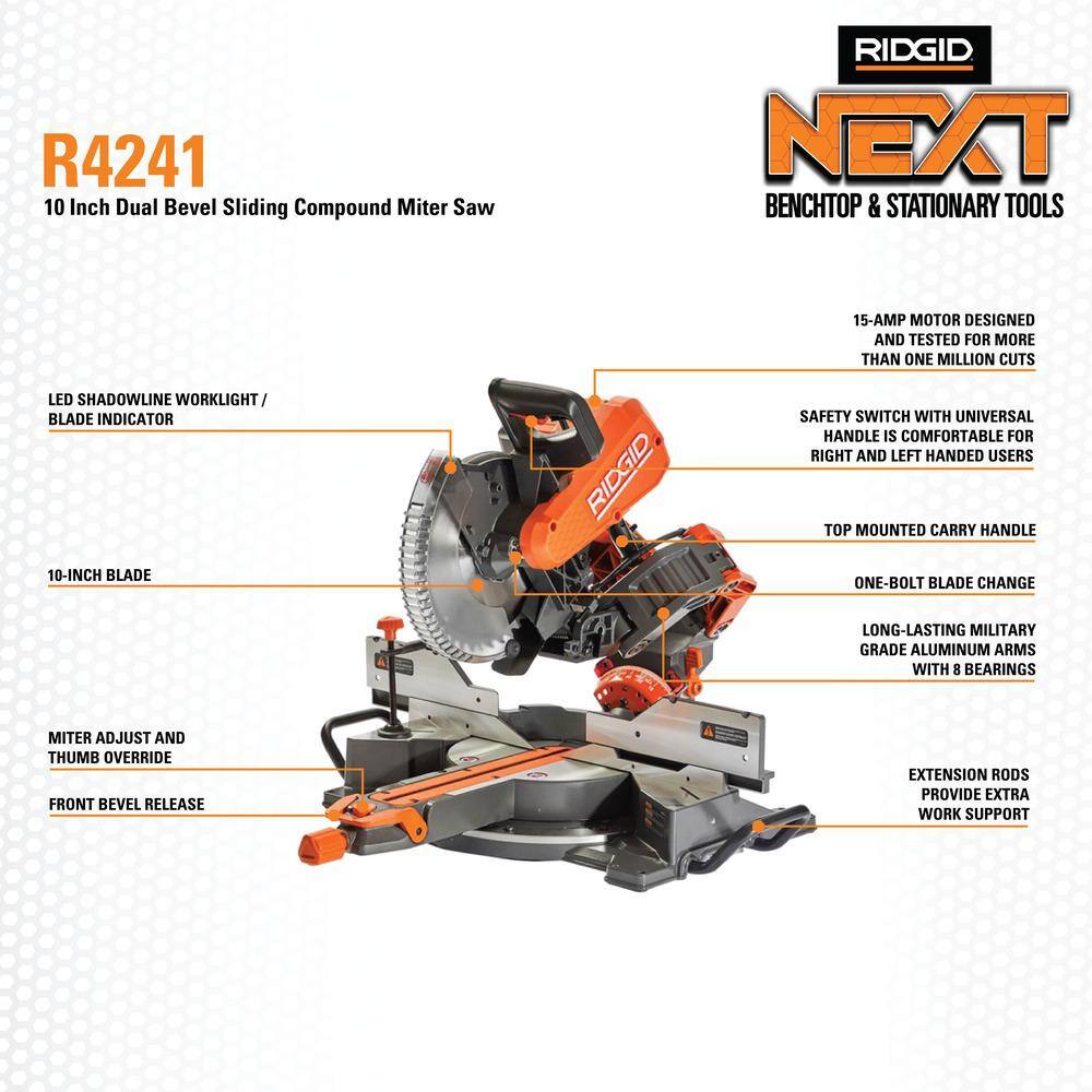 RIDGID 10 in. Dual Bevel Sliding Miter Saw R4241