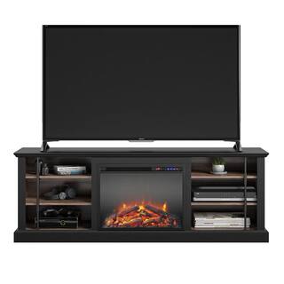 Ameriwood Home Topeka 66.5 in. Freestanding Electric Fireplace TV Stand for TVs up to 70 in. Black HD44958