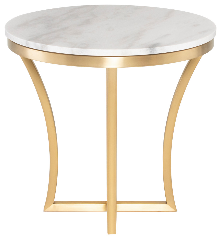 Aurora Side Table  White Marble Top Round End Table   Side Tables And End Tables   by Nuevo  Houzz