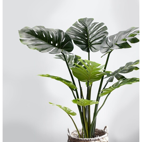 Artificial Split Leaf Philodendron Monstera Plant in Black Pot