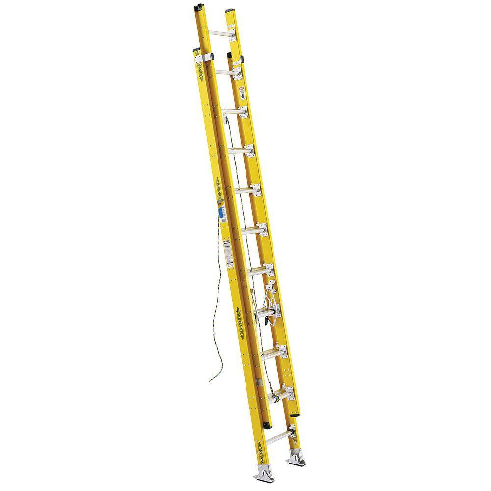 Werner 20 ft. Fiberglass D-Rung Extension Ladder with 375 lb. Load Capacity Type IAA Duty Rating D7120-2