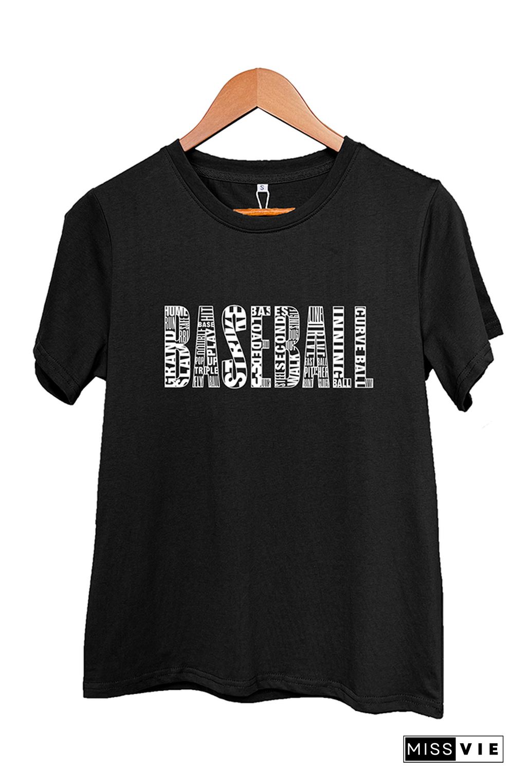 Baseball Word Art Graphic Tee Wholesale