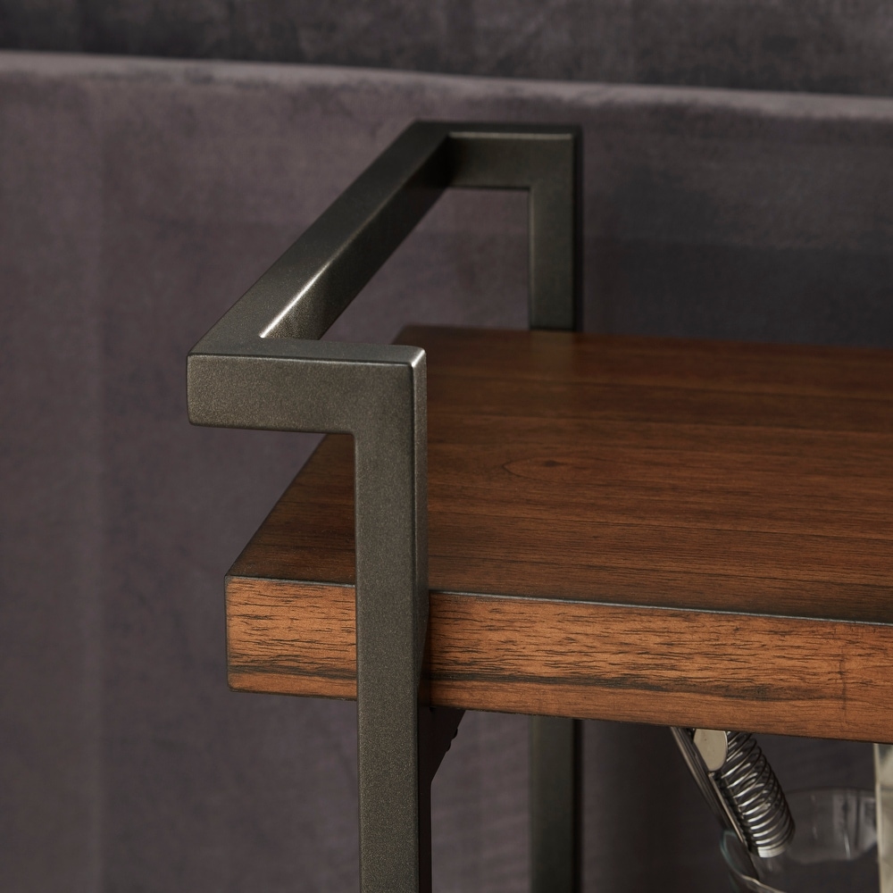 Carbon Loft Natural Solid Wood and Metal Console Table with Shelves