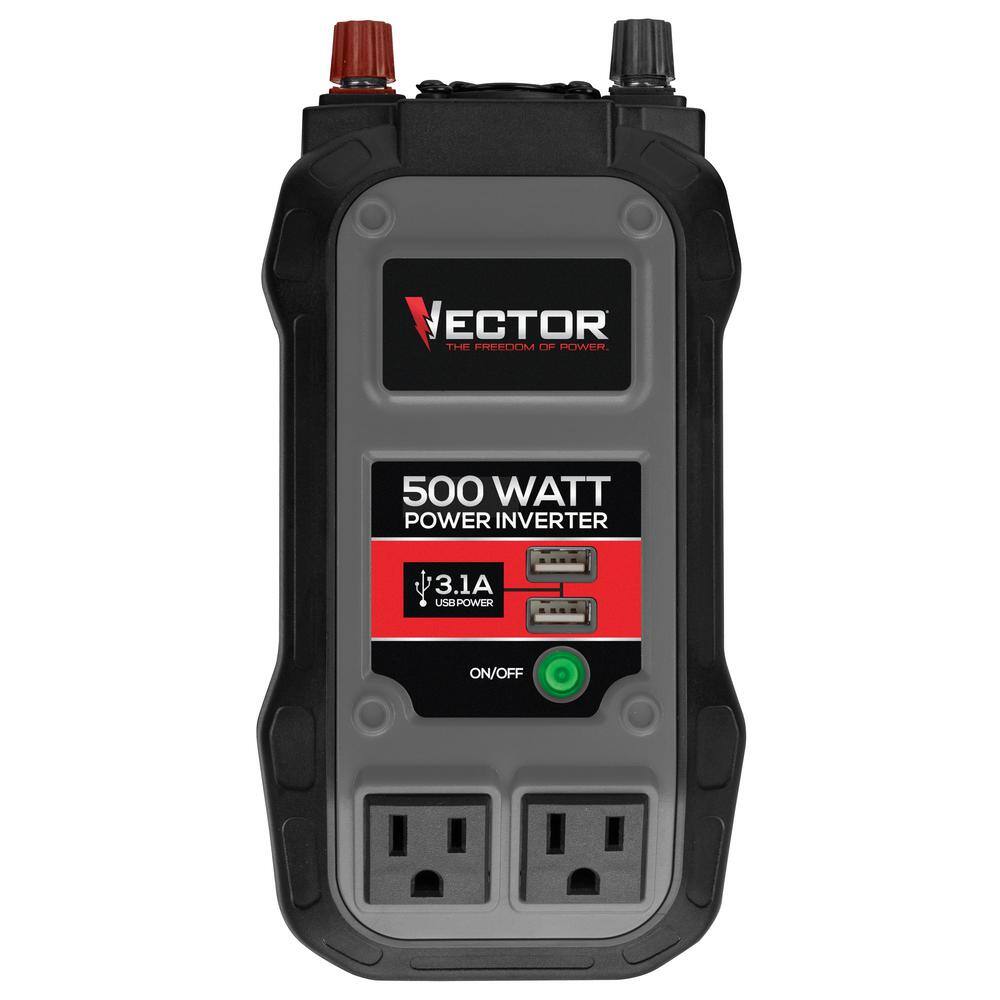 VECTOR 500 Watt Power Inverter Dual Power Inverter Two USB Charging Ports PI500V