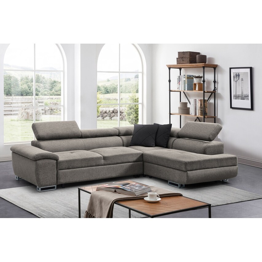 Madrid 3 pc Sofabed Light Grey Sectional with Left storage Chase By Sofacraft