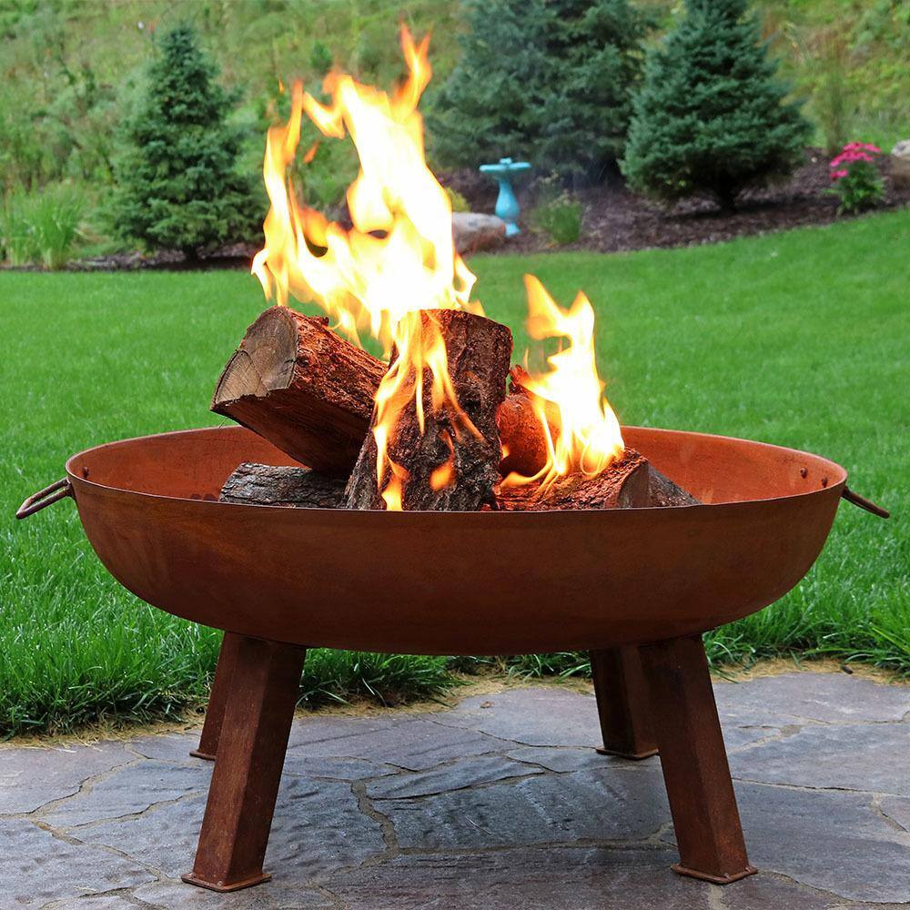 Sunnydaze Decor Rustic 34 in. x 15 in. Round Large Cast Iron Wood-Burning Fire Pit Bowl RCM-LG570