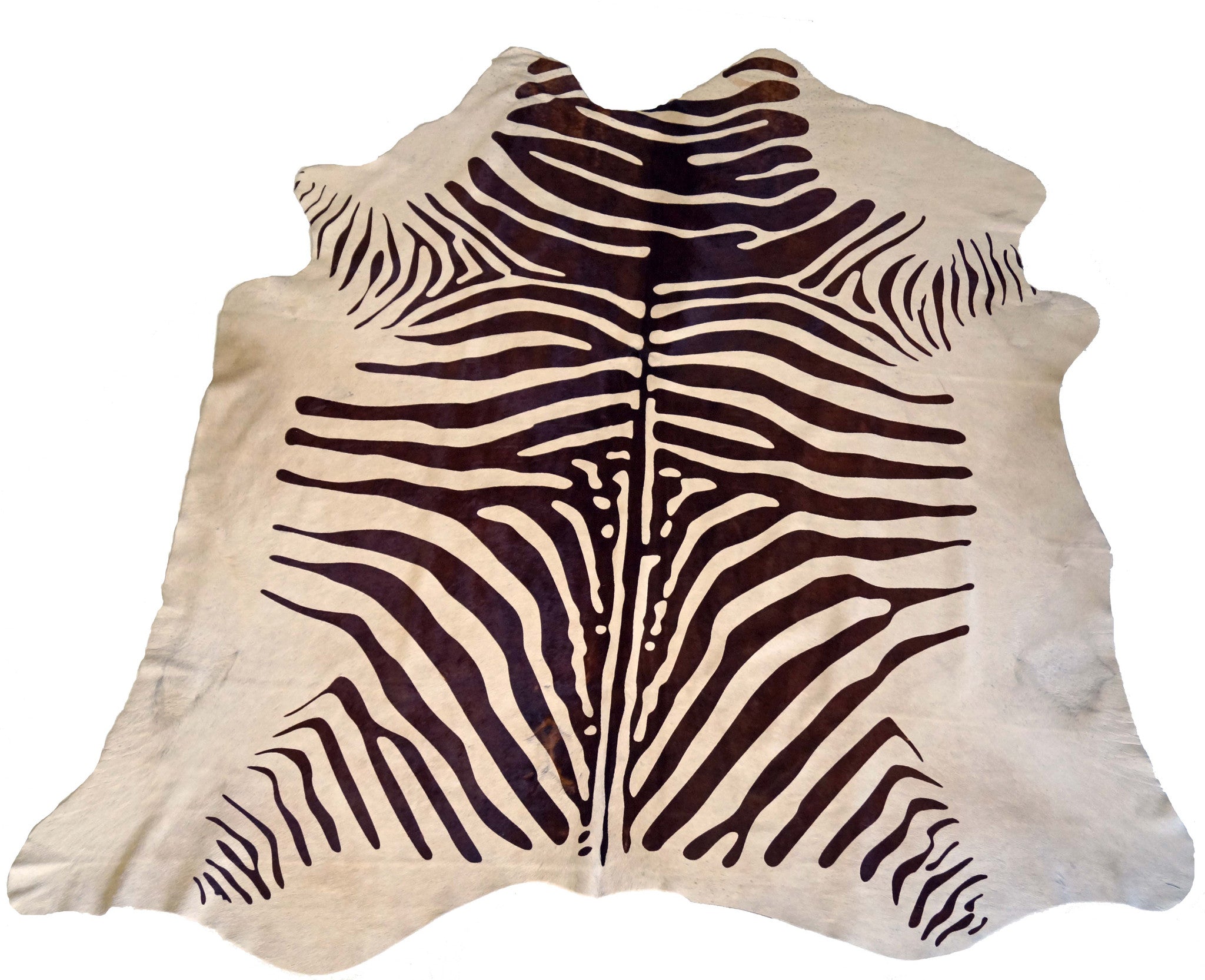 Brown and White Zebra Cowhide Rug design by BD Hides