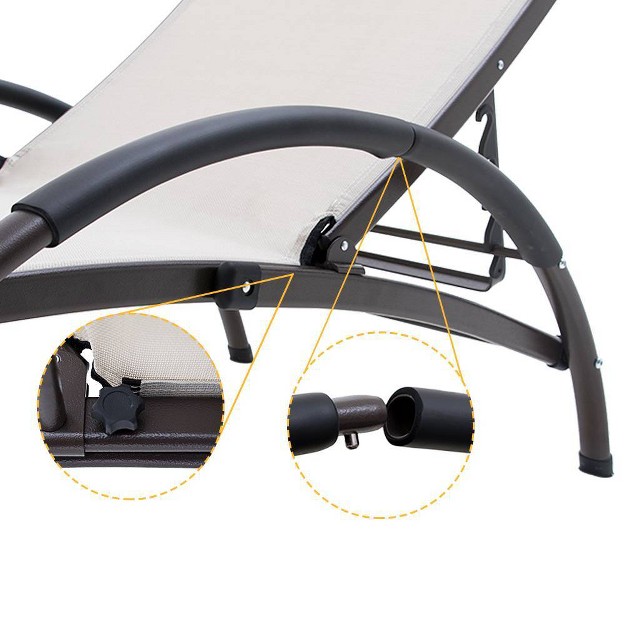 Outdoor Five Position Adjustable Chaise Lounge Chair Tan Crestlive Products