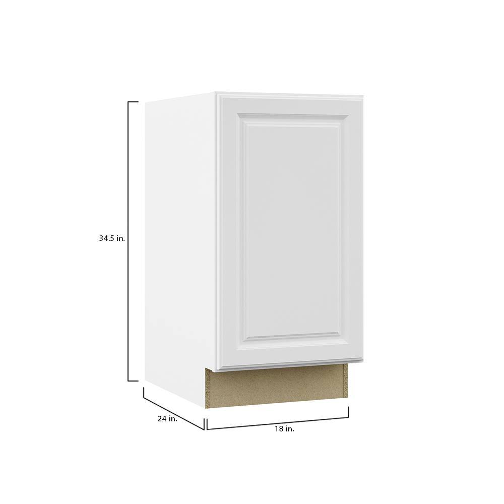 Hampton Bay Hampton Satin White Raised Panel Stock Assembled Pull Out Trash Can Base Kitchen Cabinet (18 in. x 34.5 in. x 24 in.) KBW18-SW