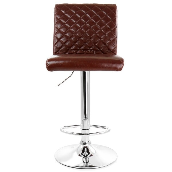 Elama 2 Piece Adjustable Tufted Faux Leather Bar Stool - 2 Piece Set